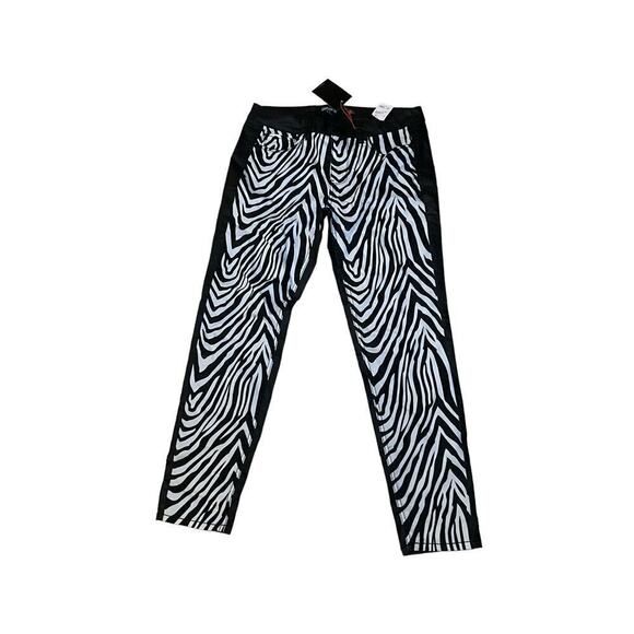 Forever 21 Premium Skinny Ankle Jeans Women's 30 White Black Denim Zebra Print - Picture 1 of 7